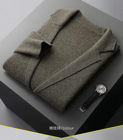 MERINO SUIT COLLAR KNITTED CARDIGAN