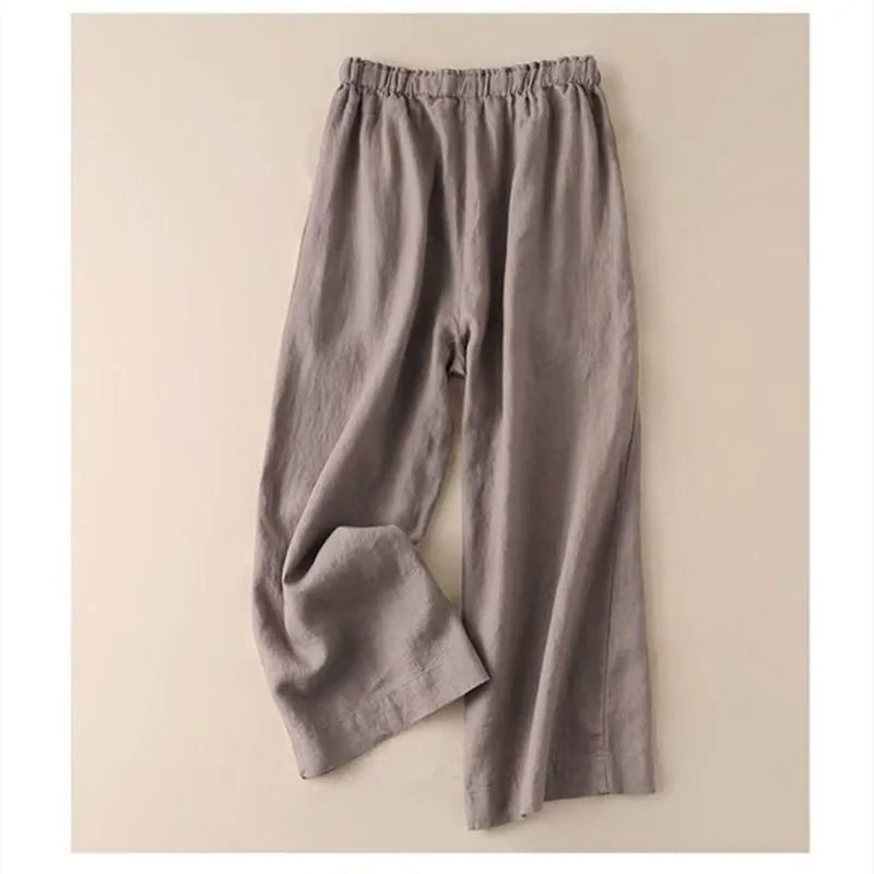 COTTON LINEN STRAIGHT BEACH PANTS