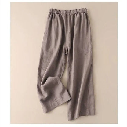 COTTON LINEN STRAIGHT BEACH PANTS