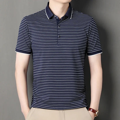 Henley Stripe Polo.