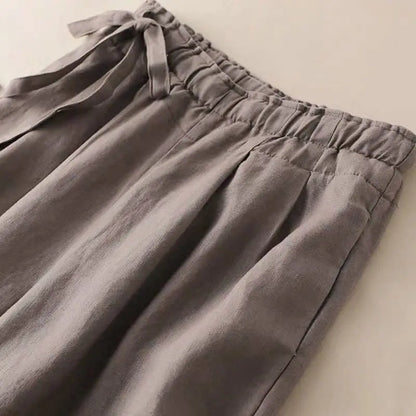 COTTON LINEN STRAIGHT BEACH PANTS