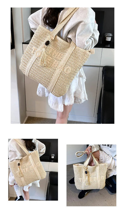FRENCH WOVEN STRAW TOTE