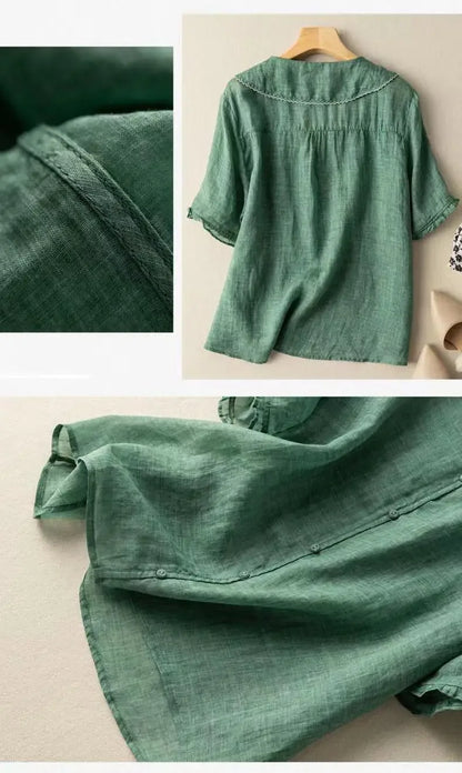 GRACE LINEN LAPEL SHIRT