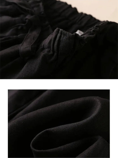 COTTON LINEN STRAIGHT BEACH PANTS