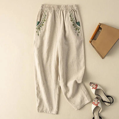COTTON LINEN STRAIGHT BEACH PANTS