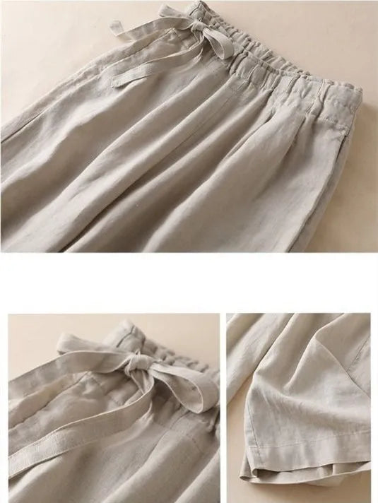 COTTON LINEN STRAIGHT BEACH PANTS
