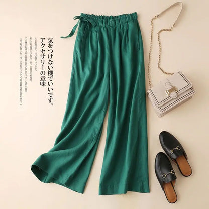 COTTON LINEN STRAIGHT BEACH PANTS