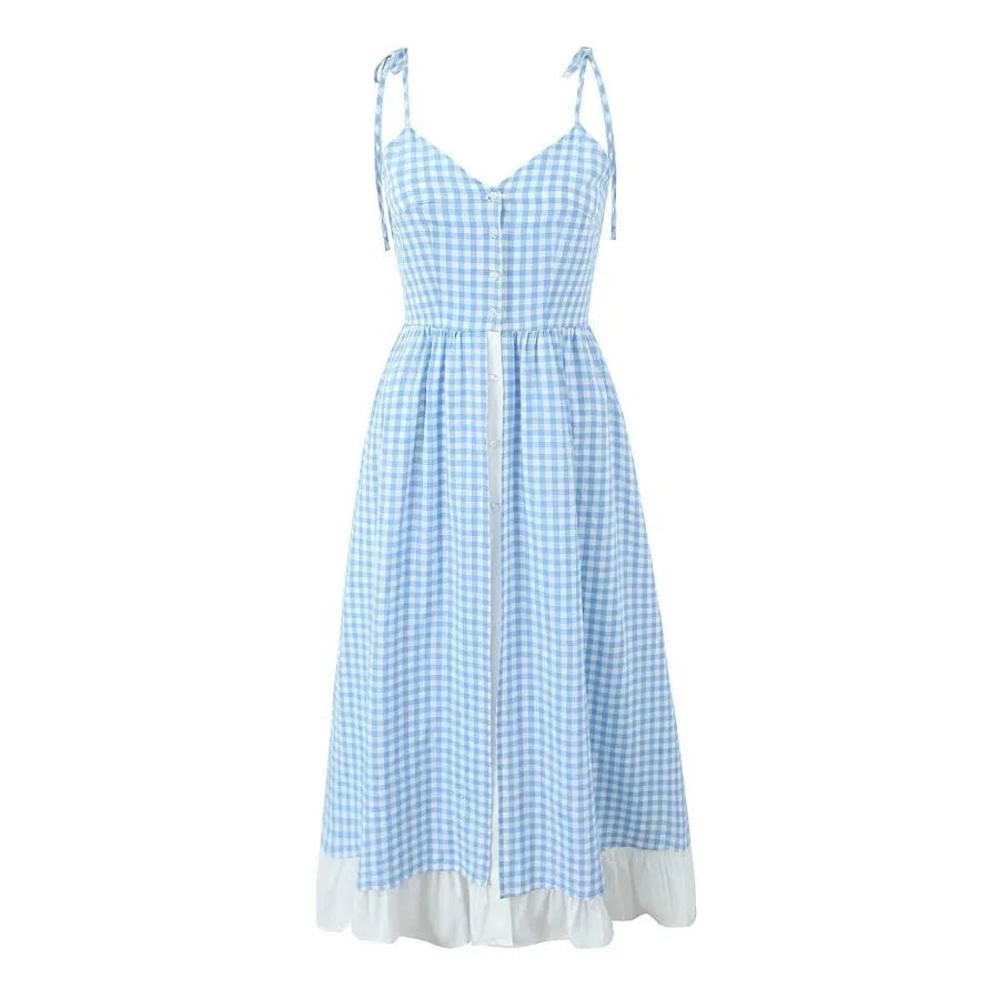 Sienna Blue Plaid Midi Dress
