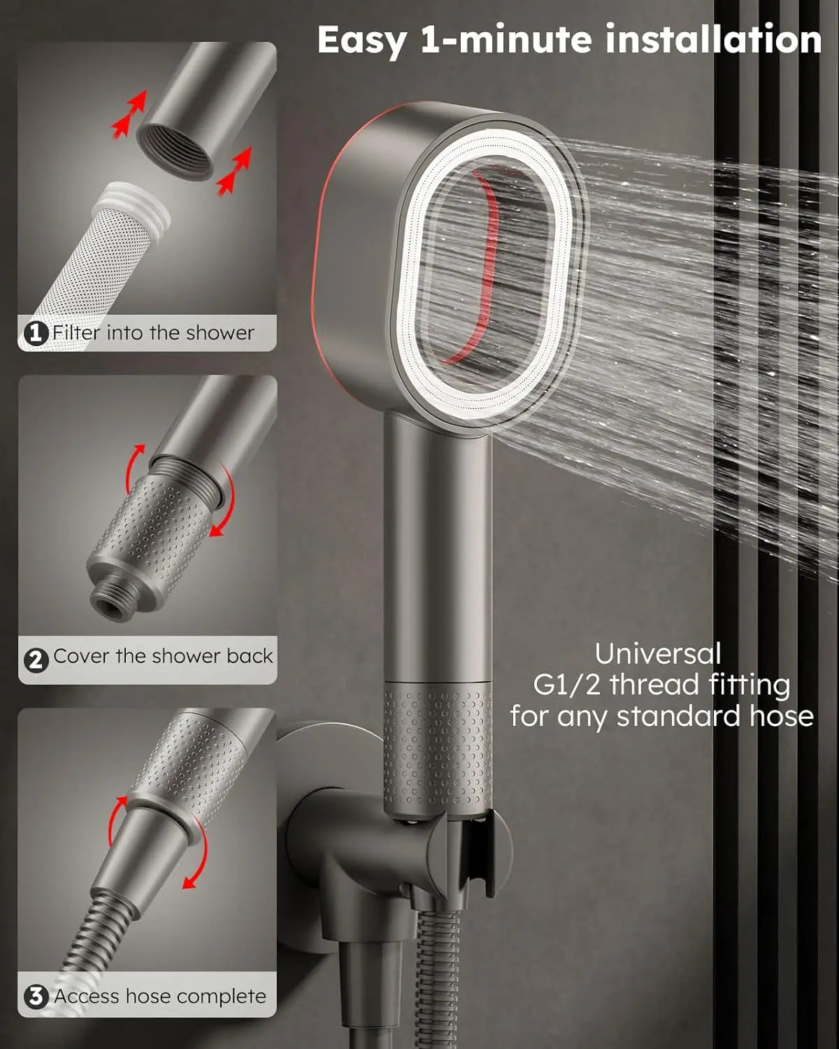 GRACE’S FILTERED RAIN SHOWER HEAD
