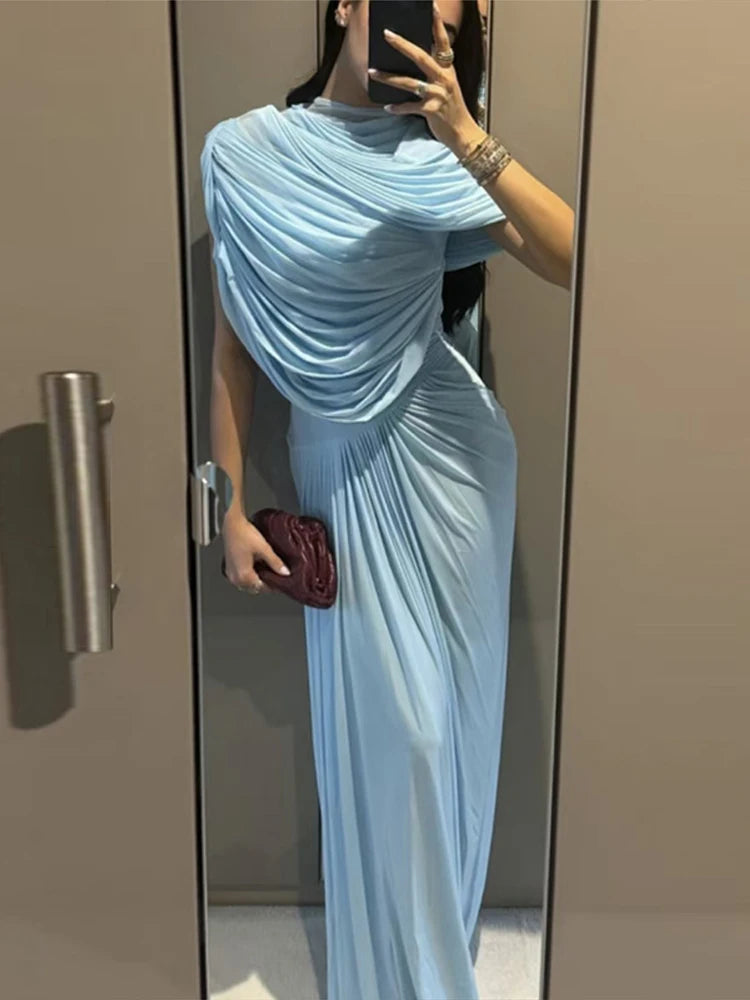 ALEXANDRA DRAPED CAPE MAXI DRESS