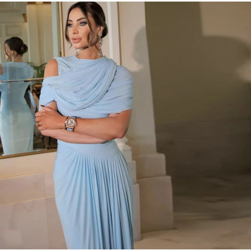 ALEXANDRA DRAPED CAPE MAXI DRESS
