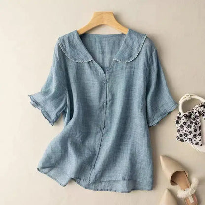 GRACE LINEN LAPEL SHIRT