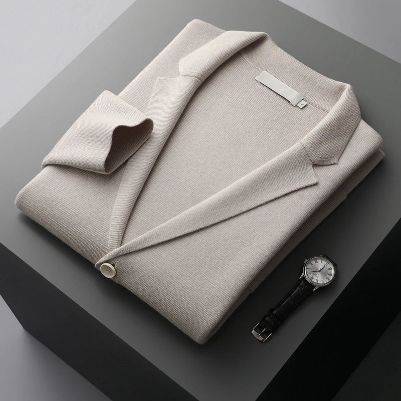 MERINO SUIT COLLAR KNITTED CARDIGAN