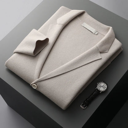 MERINO SUIT COLLAR KNITTED CARDIGAN