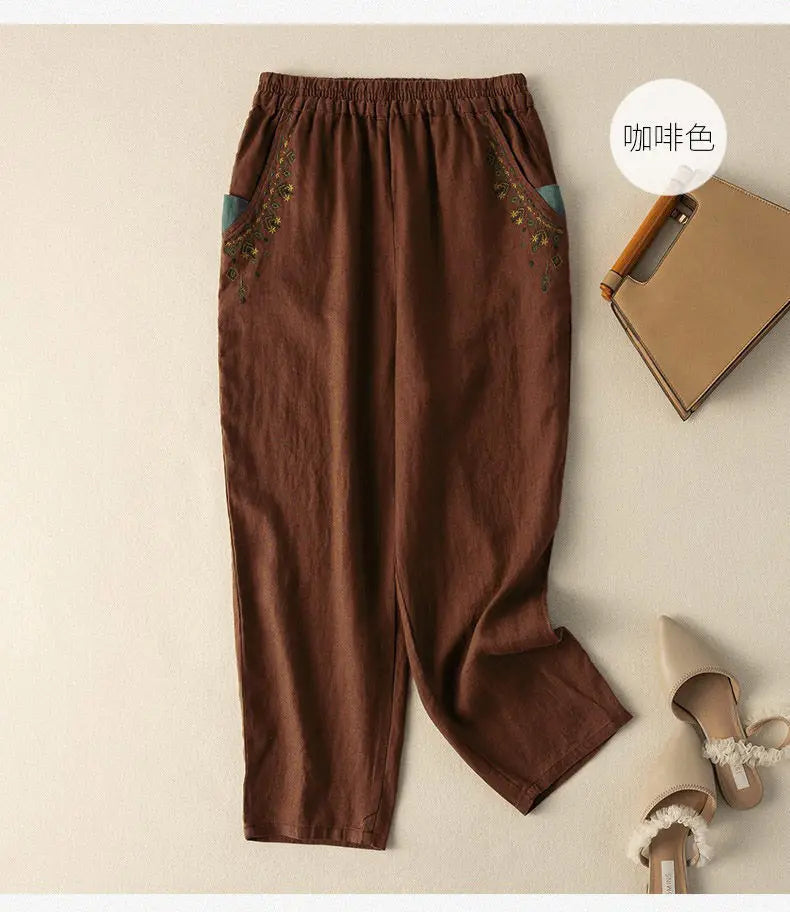 COTTON LINEN STRAIGHT BEACH PANTS