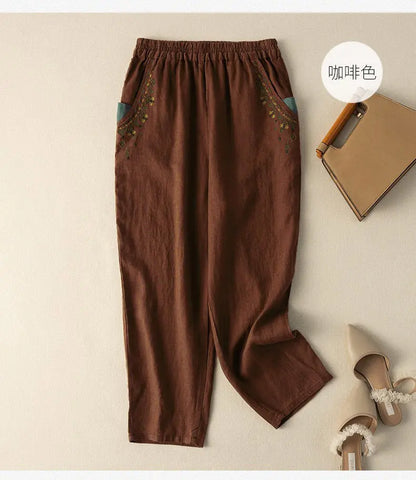 COTTON LINEN STRAIGHT BEACH PANTS