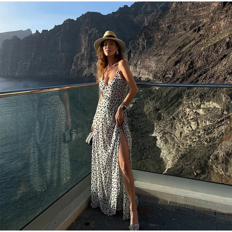 POLKA DOT BACKLESS A-LINE DRESS