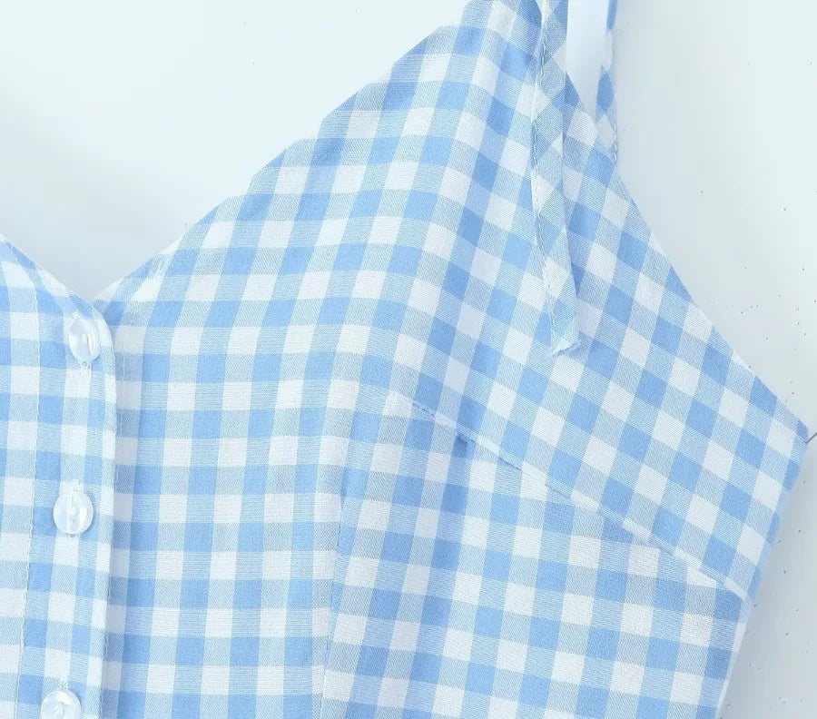 Sienna Blue Plaid Midi Dress