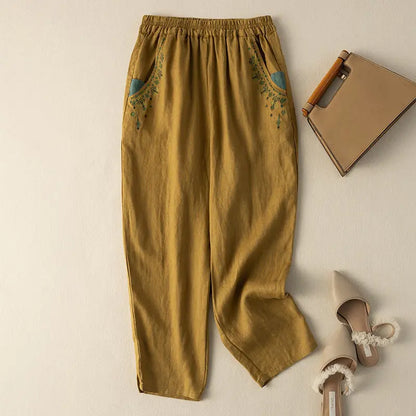 COTTON LINEN STRAIGHT BEACH PANTS