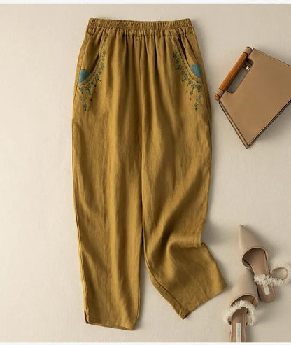 COTTON LINEN STRAIGHT BEACH PANTS