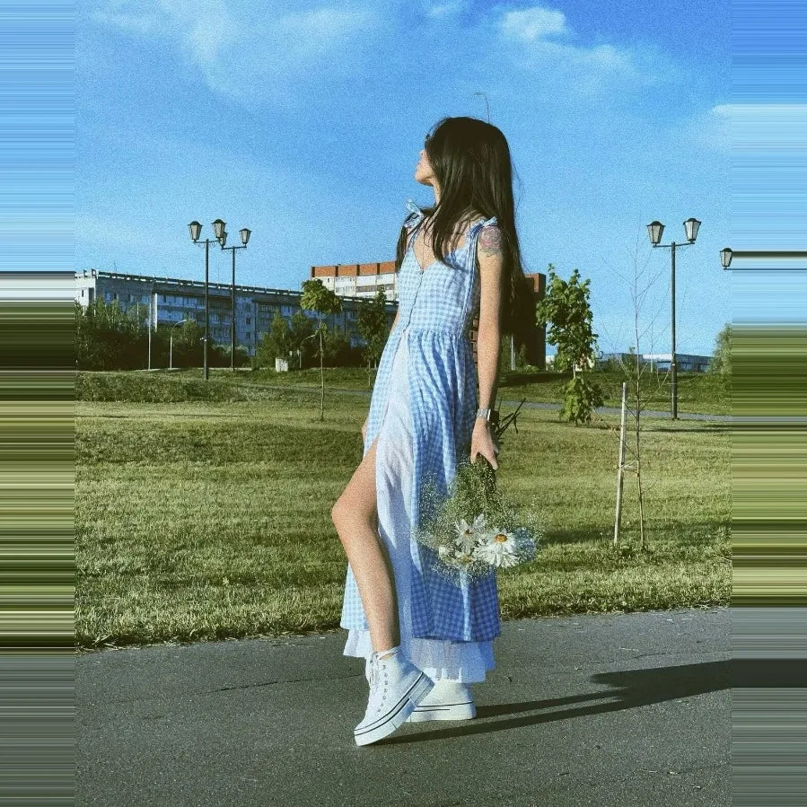 Sienna Blue Plaid Midi Dress