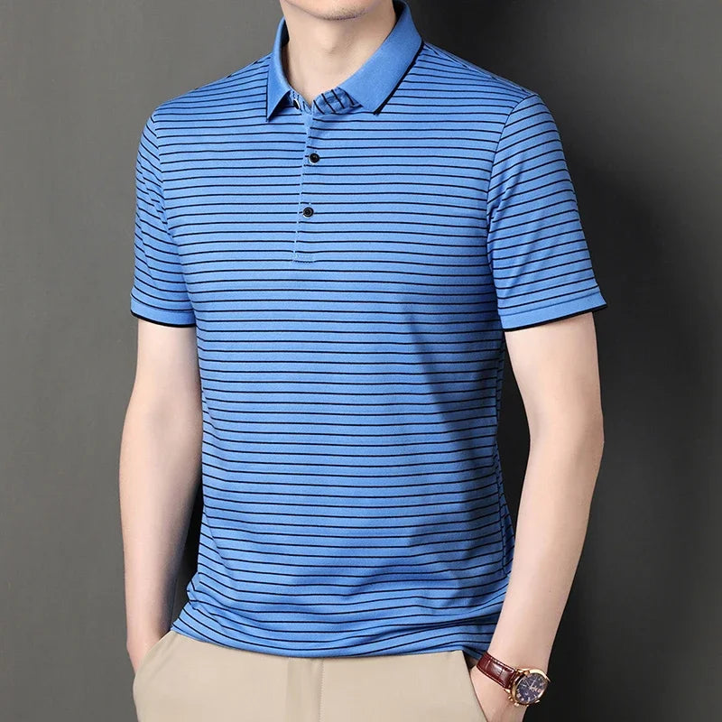 Henley Stripe Polo.