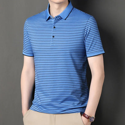 Henley Stripe Polo.