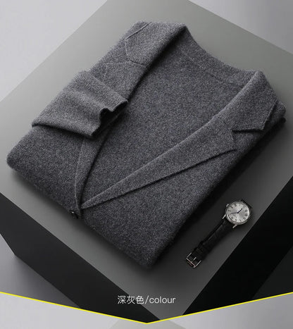 MERINO SUIT COLLAR KNITTED CARDIGAN