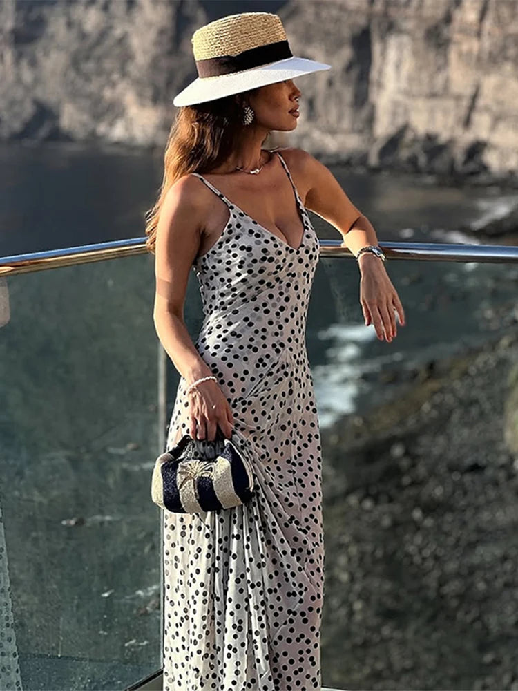 POLKA DOT BACKLESS A-LINE DRESS