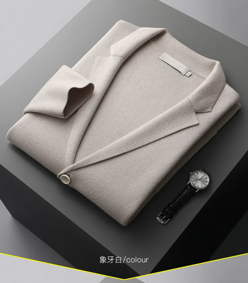 MERINO SUIT COLLAR KNITTED CARDIGAN