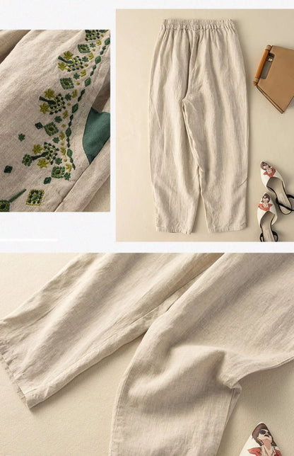 COTTON LINEN STRAIGHT BEACH PANTS