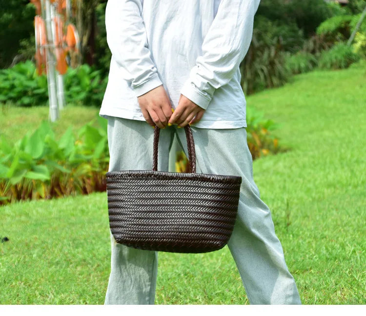 Charlotte Woven Cowhide Tote