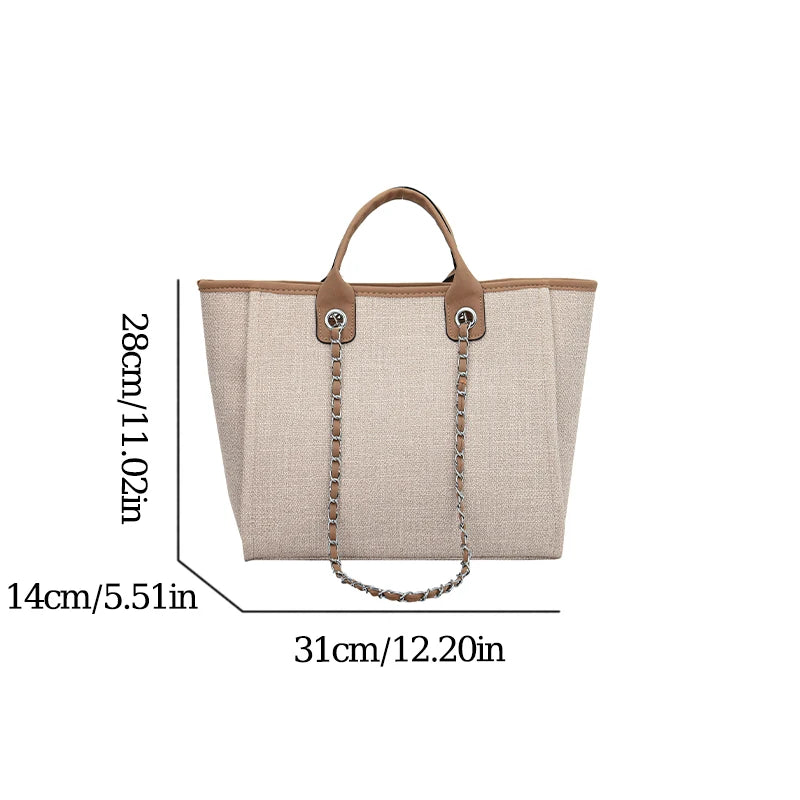 CANVAS CHAIN TOTE – LARGE CAPACITY COMMUTER BAG