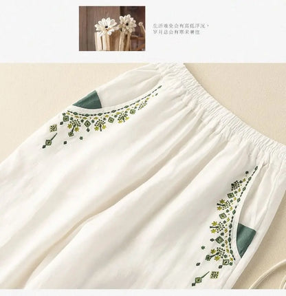 COTTON LINEN STRAIGHT BEACH PANTS