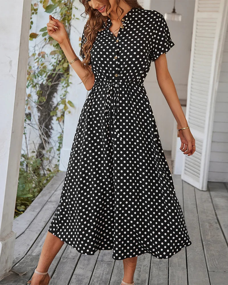 LUCY DOT PRINT MIDI DRESS