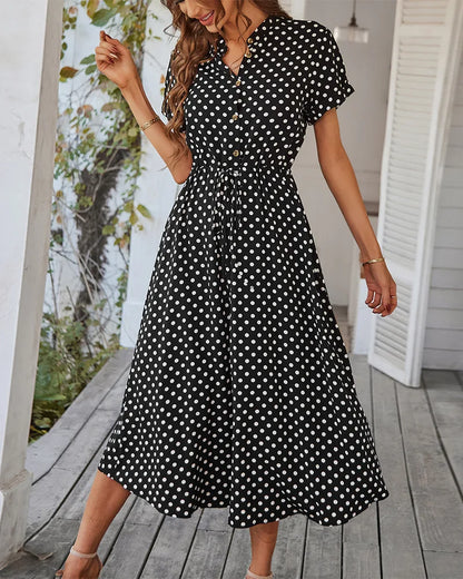 LUCY DOT PRINT MIDI DRESS