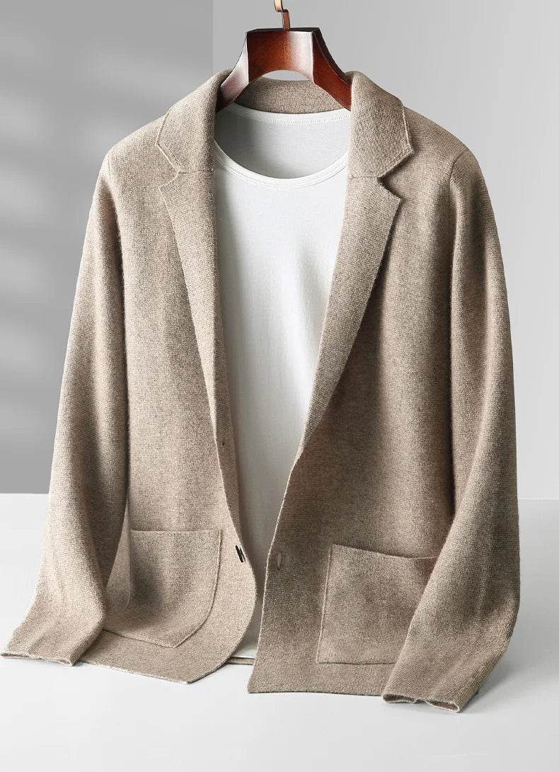 MERINO SUIT COLLAR KNITTED CARDIGAN