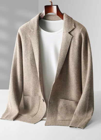 MERINO SUIT COLLAR KNITTED CARDIGAN