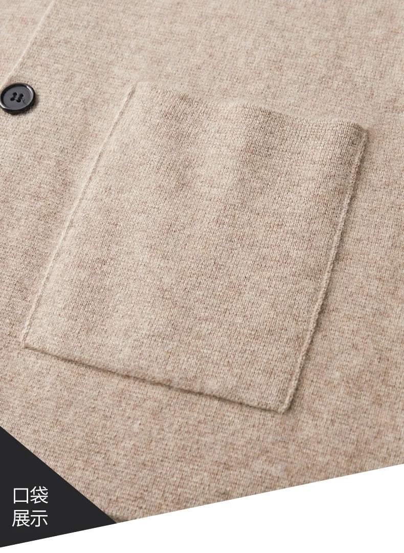 MERINO SUIT COLLAR KNITTED CARDIGAN