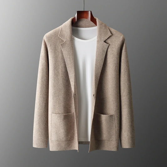 MERINO SUIT COLLAR KNITTED CARDIGAN
