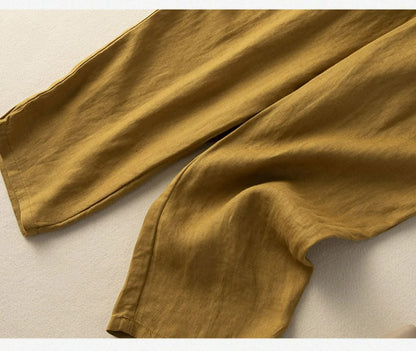 COTTON LINEN STRAIGHT BEACH PANTS