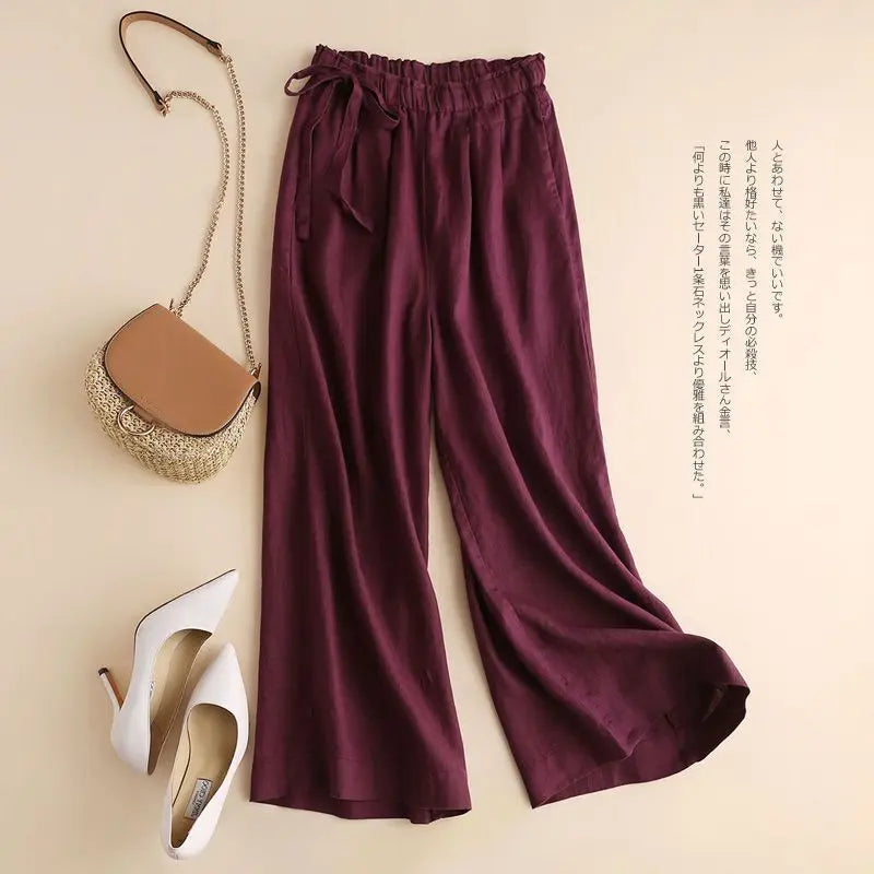 COTTON LINEN STRAIGHT BEACH PANTS