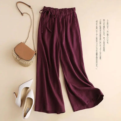 COTTON LINEN STRAIGHT BEACH PANTS