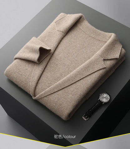 MERINO SUIT COLLAR KNITTED CARDIGAN