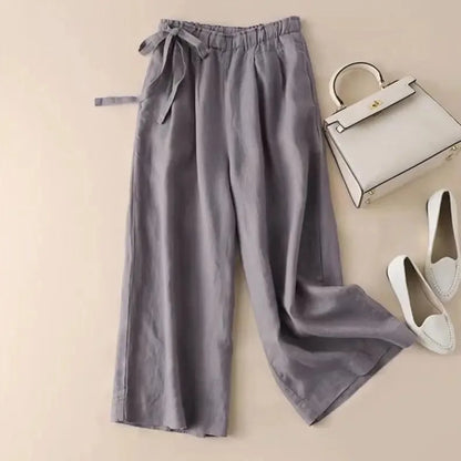 COTTON LINEN STRAIGHT BEACH PANTS