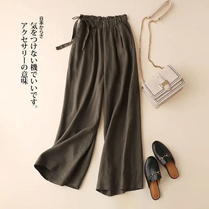 COTTON LINEN STRAIGHT BEACH PANTS