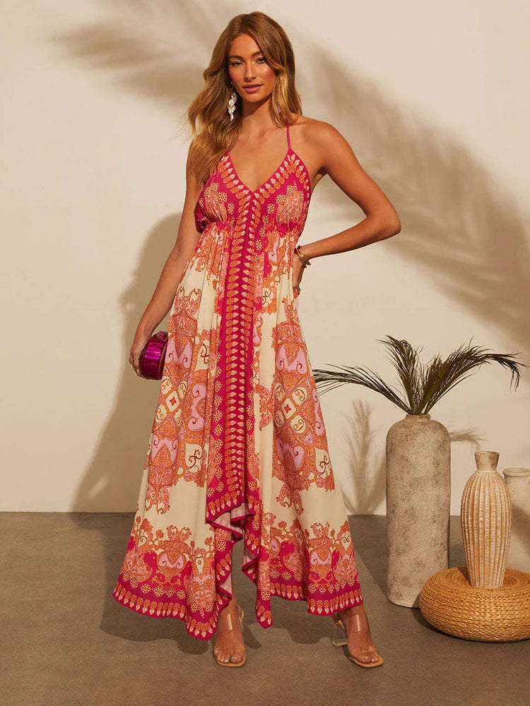 ISABELLE BOHO FLORAL MAXI DRESS