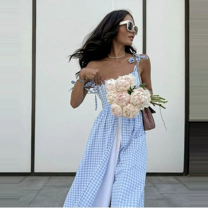 Sienna Blue Plaid Midi Dress