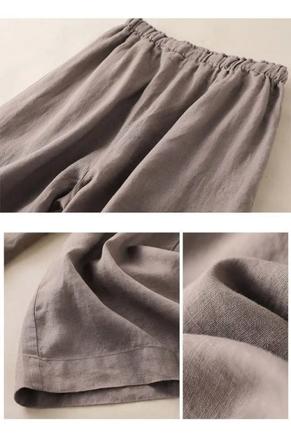 COTTON LINEN STRAIGHT BEACH PANTS