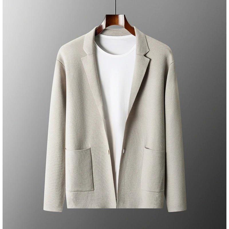 MERINO SUIT COLLAR KNITTED CARDIGAN